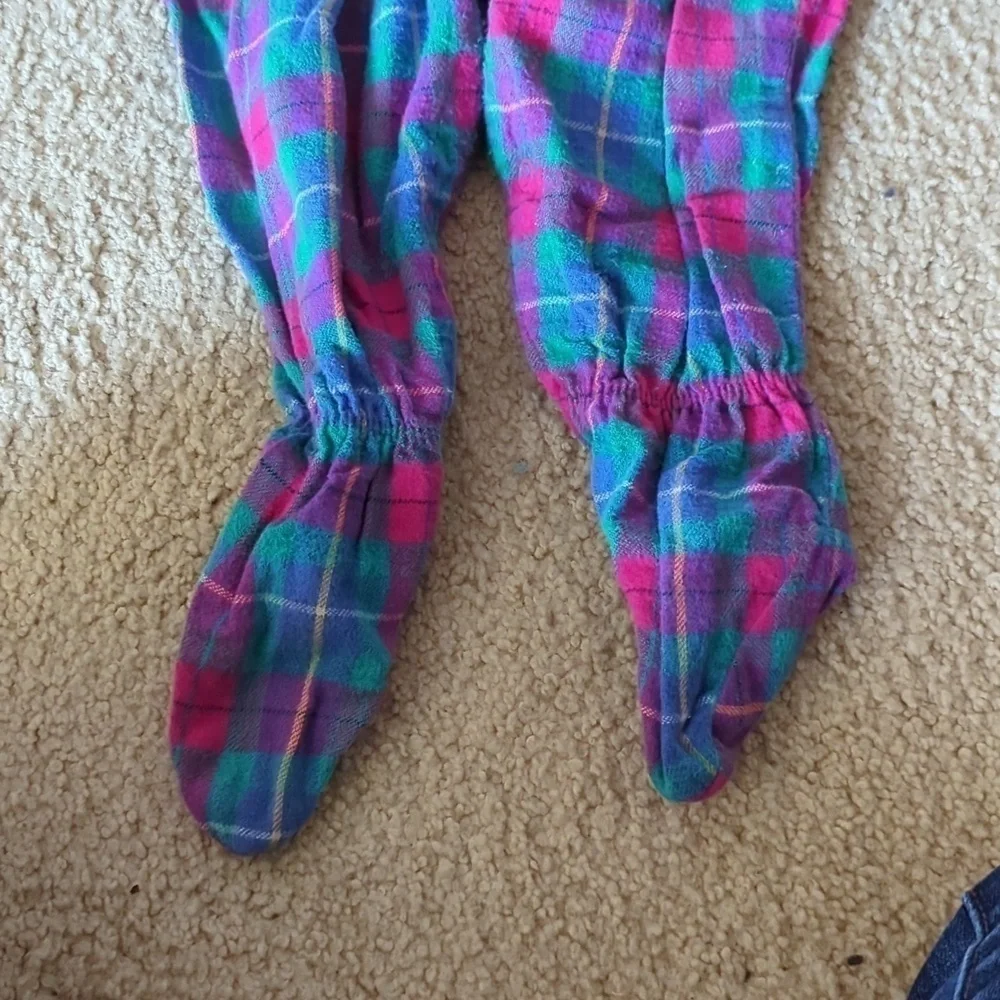 Vintage Baby B'Gosh Plaid Footed Overalls & Matching One Piece Set Size 6-9 M